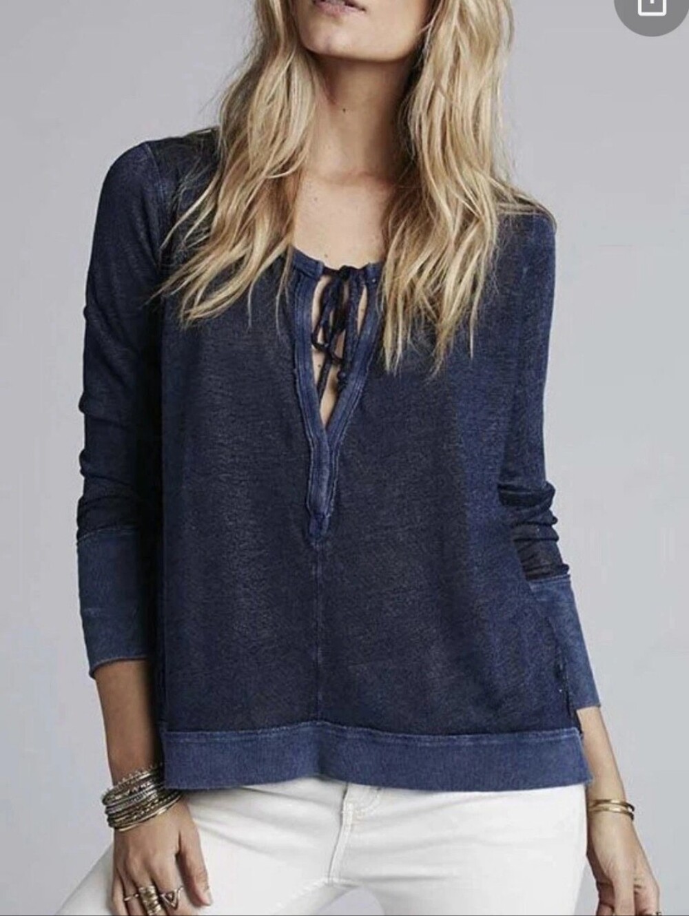 We Free People S Linen blend Knit Top Affogato Hacci Shirt Tunic Pullover Sheer